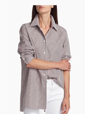 Striped Button-Down Shirt - Red & White